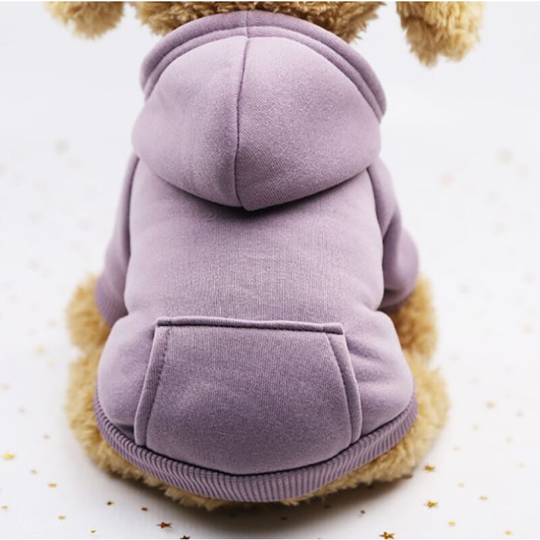 Cat Hoodie Cotton Dog Clothes with Winter Coat and Outside Pocket,Winter Dog Sweater Christmas Sweater (Purple,XL)