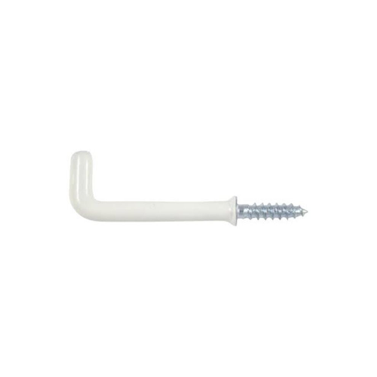 6 x White Cup Dresser Hook With Shoulder Screw In 38mm [LARGE] 1.50" Inch