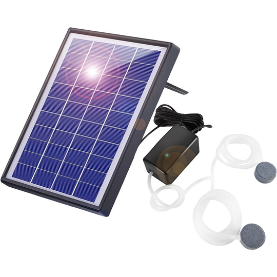 Lifcausal - 6W Solar Oxygen Pump Fish Tank Oxygenator Aquarium Oxygen Aerator Air Pump Fishing Aerator with Pipe 2 Air Bubble Stones for Garden Fish