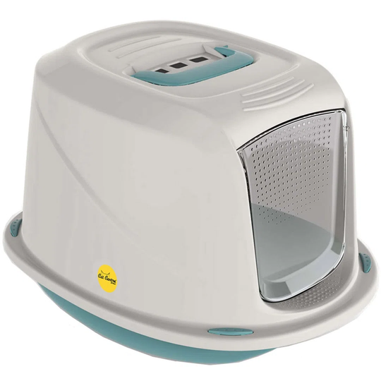 Cat Hooded Litter Tray Blue Jumbo Kitten Toilet Enclosed Box Pan Loo Filter Flap Door