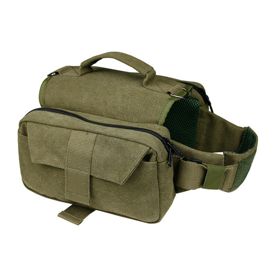 Dog Backpack for Hiking Nylon Dog Harness Backpack with Side Pockets for Medium and Small Dogs(Army Green)