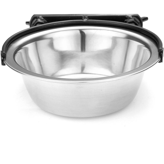 Pet Dog Puppy Hanging Food Water Bowl Stainless Steel Water Bowl for Coop Crate Cage (Silver, XS-11cm)