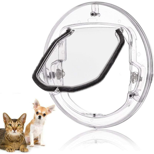 Devenirriche - Pet Cat Flap Small Door For Dogs And Cats With 4 Locking Possibilities Round, White And Transparent Random To Send