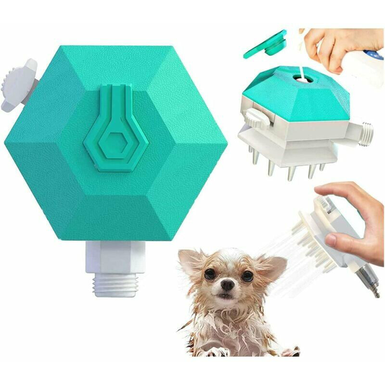 Dog Shower Sprayer, Pet Bath Massage Brush, 2 in 1 Pet Grooming Tool Sprayer with Brush, for Dog Cat Indoor and Outdoor
