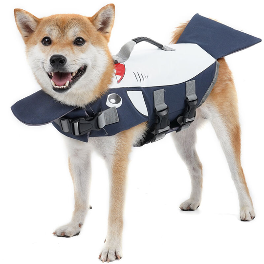Dog Life Jacket with Handle Adjustable Fit Cute Swimming Vest, Medium - Medium