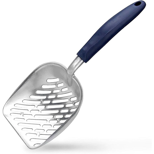 Litzee - Kitty Metal Cat Litter Scooper Shovel Remover with Long Handle for Pets, Blue