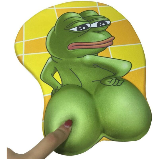 3D Pepe Sad Frog Mouse Pad Non-Slip Silicone Mouse Pad with Wrist Rest for Desk, Computer, Laptop