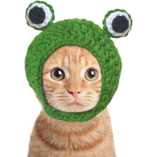 Sun Flowergb - Pet Costume Hats Cat Dog Cute Frog Headband Hat Crochet Knitted Frog Cap Big Eyes Cosplay Beanie for Kitten Puppy Animal Birthday Hat