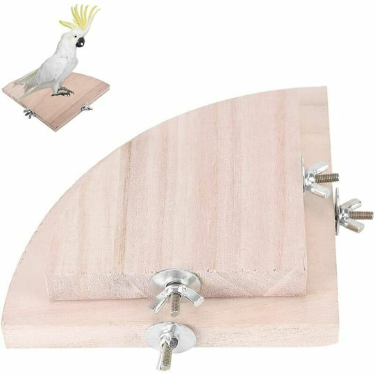 Parakeet Natural Wood Perches Bird Cage Platform StandWooden Fan Shaped Bird Cage Wooden Bird Platform Perches for Parrot Hamster Small Pets