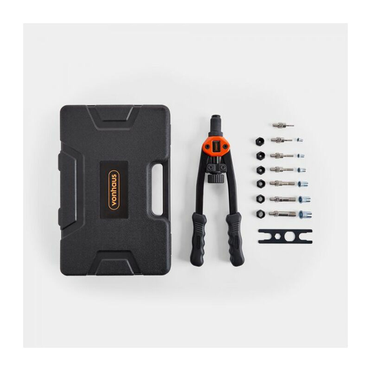 Vonhaus - Rivet Gun - Hand Riveter Pliers Set - Rivnut Tool - Rivet Nut Tool - 150x Assorted Rivet Nuts M3 M4 M5 M6 M8 Each Size 25pcs - M10 15pcs