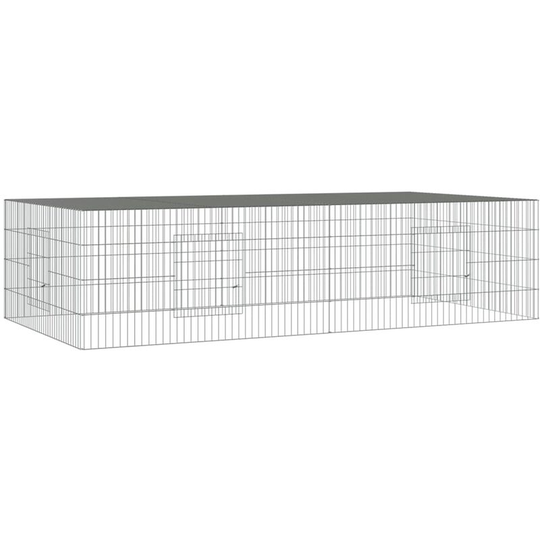 2-Panel Rabbit Cage 220x110x55 cm Galvanised Iron vidaXL - Silver