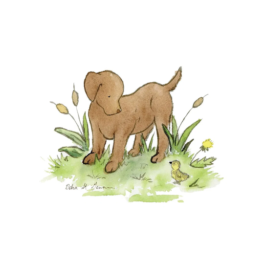 Chocolate Lab Puppy - Wrapped Canvas Painting on Canvas