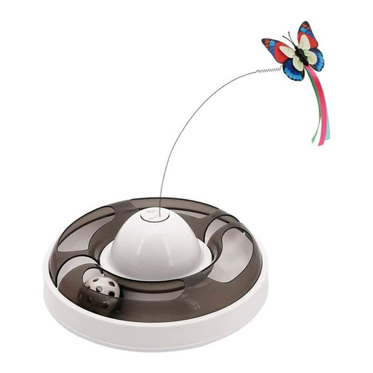 2 in 1 Interactive and Automatic Electric Rotating Butterfly Cat Toy, Electric Rotating Cat Butterfly Toys with Roller Tracks Ball, Kitten Toy