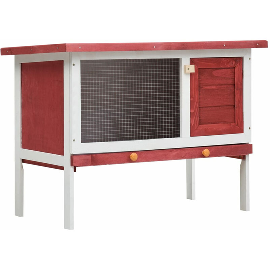 Outdoor Rabbit Hutch 1 Layer Red Wood