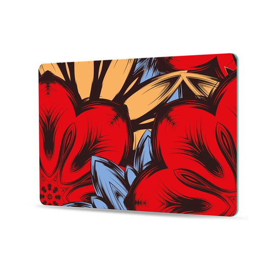 East Urban Home Ahmed Red Abstract Glass Cutting Board