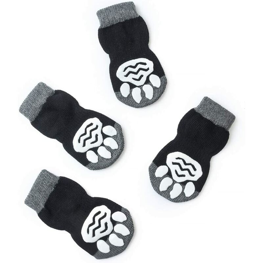 Pet Heroic Non-Slip Cat Socks - Protect Pet's Paws and Indoor Floors, with Rubber Pads, Fashion Black, m