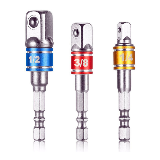 Socket Adapter, Betterlife 3 Pieces Socket Adapter Converter Set Hex Shank Drill Bits Nut Wrench, 1/4inch 3/8inch 1/2inch