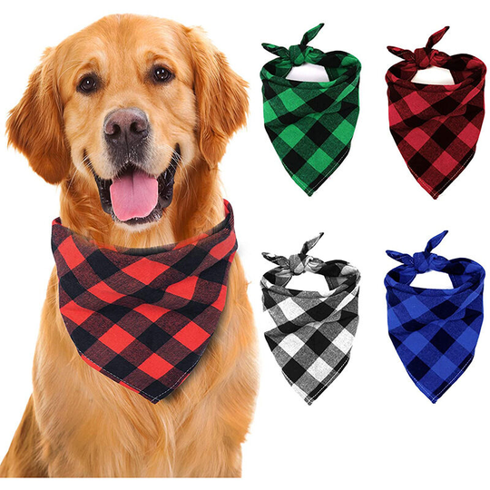 4pcs Classic Plaid Cotton Bandana Neckerchief Dogs Cats Triangle Scarf Pet Grooming Accessories