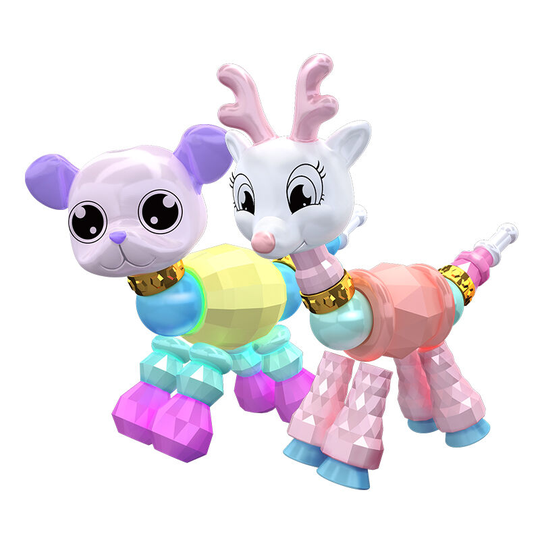 Asupermall - 2Pcs Animal Puppy Sika Deer Collectible Bracelet Set for Kids Birthday Party Pretend Play - Multicolor,Puppy and Sika Deer