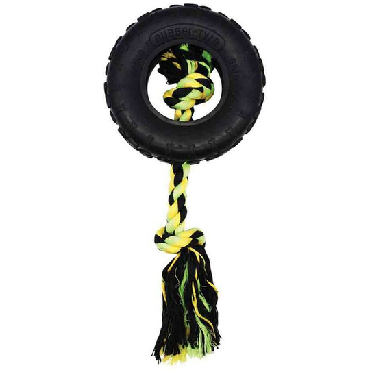 Grrrelli Tyre Dog Chew Toy (s) (Black/Yellow) - Black/Yellow - Happy Pet