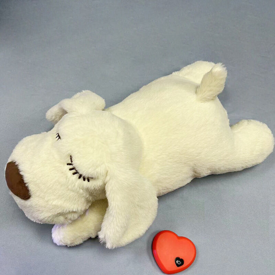 Puppy Toy - Behavioral Aid, Heartbeat - Warm Plush Pet, Dog(creamy-white)