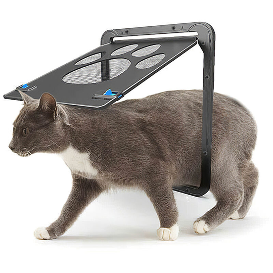 Pet Screen Door Magnetic Flap Screen Automatic Lockable Black Door for Small Cat Kitten Puppy