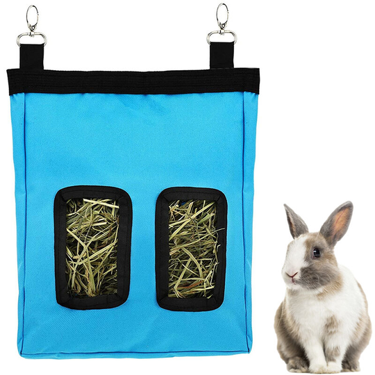 Rabbit hay Feeder Bag Bunny Guinea Pig,Hay Guinea Pig Hay Feeder, Rabbit Feeder Fabric Bag Feeder Storage Bag, blue