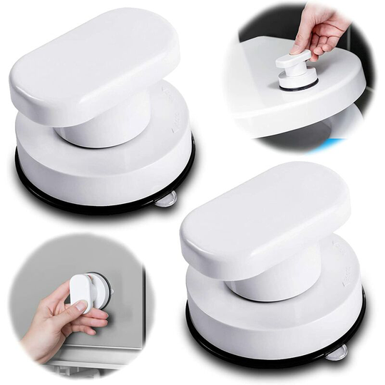 Behone 2Pcs Strong Suction Cup Pull Handles,Sucker Handrail,Cupboard Knobs Drawer Cupboard Door Handle Glass Pull Handles,Furniture Control Knob