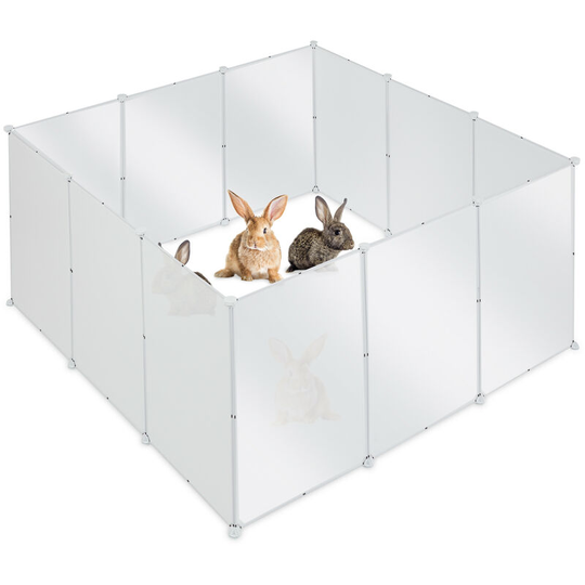 Relaxdays - Free Range Enclosure, 12-piece Run for Small Animals, hwd: 72 x 155 x 155 cm, diy Plug-In System, Transparent