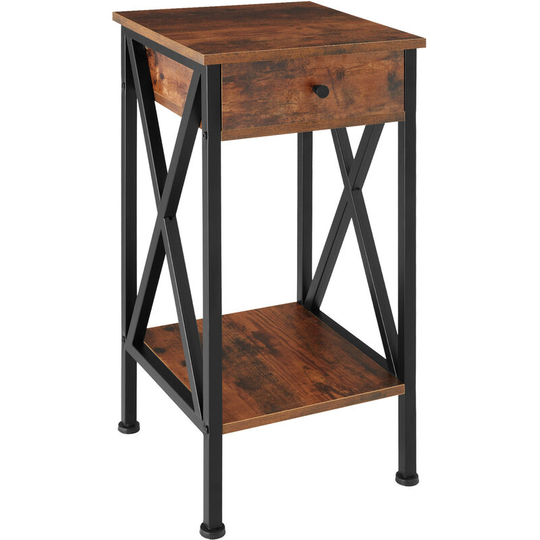 Side table Dayton 35x35x70.5cm - Industrial style side table, bedside table, bedroom table - industrial dark - industrial dark