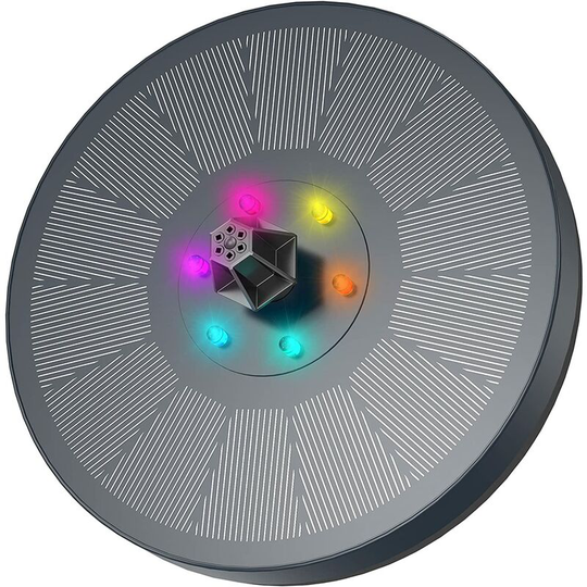 Litzee - solar fountain, solar water pump garden fountain led 3W, 160 mm solar panel with battery, with 7 nozzles, for bird bath, aquarium, pond or