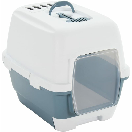Cat Litter Tray with Cover White and Blue 58x45x48 cm pp Vidaxl Multicolour
