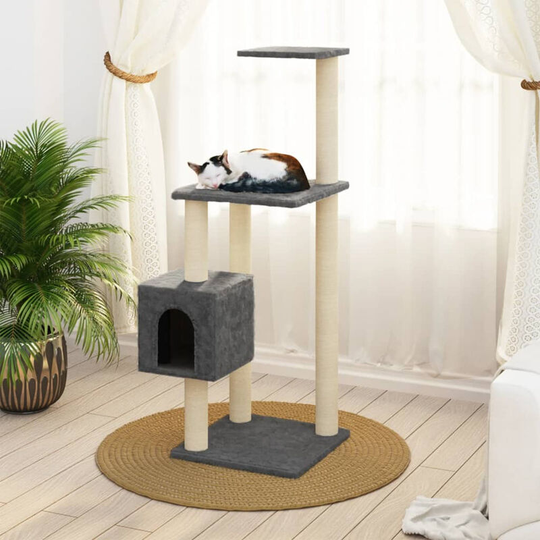 Cat Tree with Sisal Scratching Posts Dark Grey 104 cm