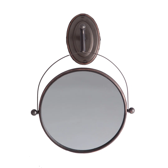 Taumsauk Round Metal Framed Wall Mounted Accent Mirror in Brown