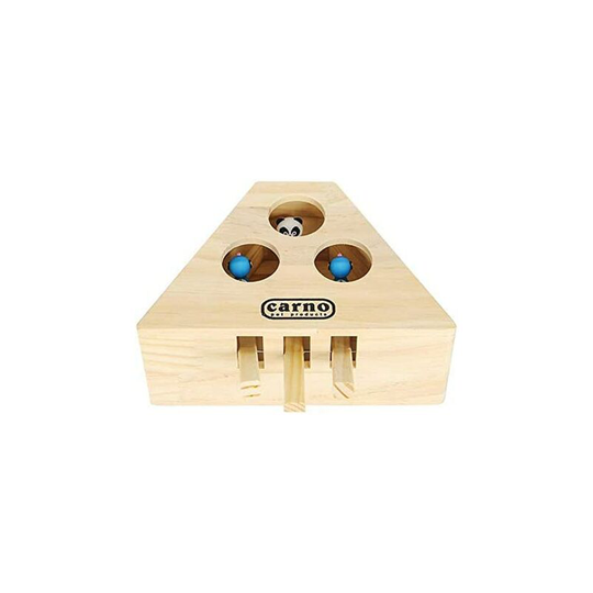 1 piece Interactive Solid Wood Cat Toy with Mole Mouse Three-hole Cartoon