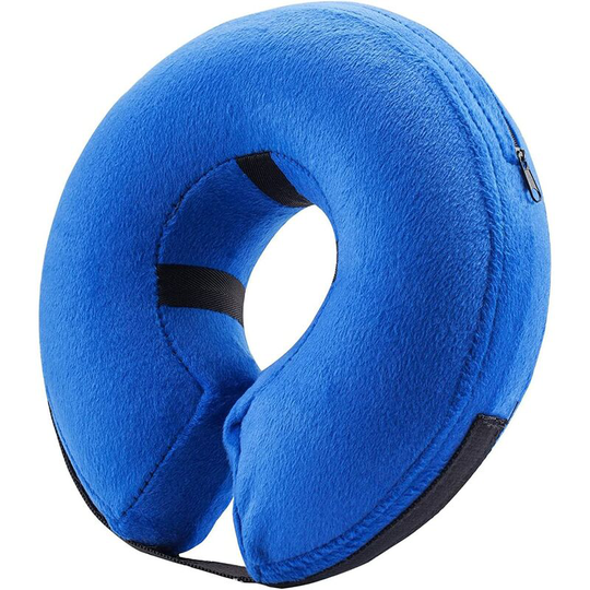 Cat and dog protection inflatable collar - soft pet recycling collar will not block vision e collar (large, blue)