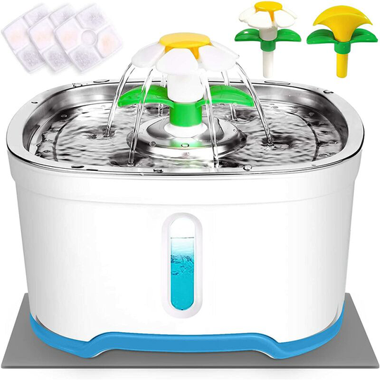 Gift - Water Fountain for Cat and Small Dog Silent Cat Water Dispenser with 3 Activated Carbon Filter and Stainless Steel Tray Automatic Fountain led