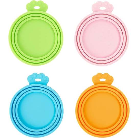 Silicone Can Lids for Pets, Food Can Covers for Dogs and Cats, Universal Sizes, 1 for 3 Standard Size Food Cans, BPA Free (Orange + Blue + Green +