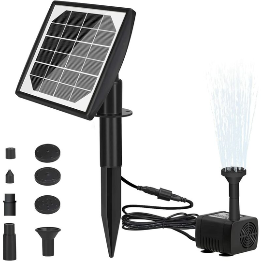1.5W Solar Fountain Pump, Solar Water Pump with 7 Nozzles Brushless Submersible Fountain Kit for Bird Bath, Fish Pond, Pond Aquarium, Garden