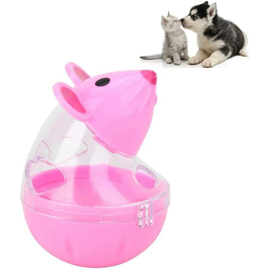 Cat Food Ball, Mouse Tumbler IQ Treat Ball Slow Feeding Cat Food Dispenser Pet Food Ball Dog Treat Ball Leaky Food Toy for Puppy and Small Medium