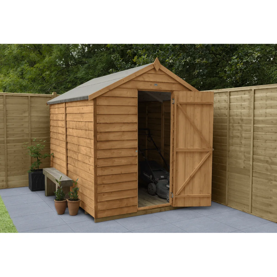 Overlap Pressure Treated 8X6 Apex Shed - No Window in , Golden Brown