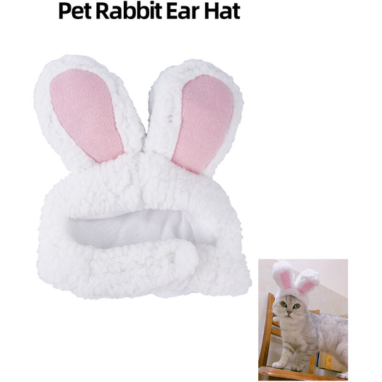 Cute Pet Rabbit Ears Hat for Cat Cosplay Clothes Fancy Pet Bunny Cap Halloween Easter Birthday Photo Shoot Dress for Cat