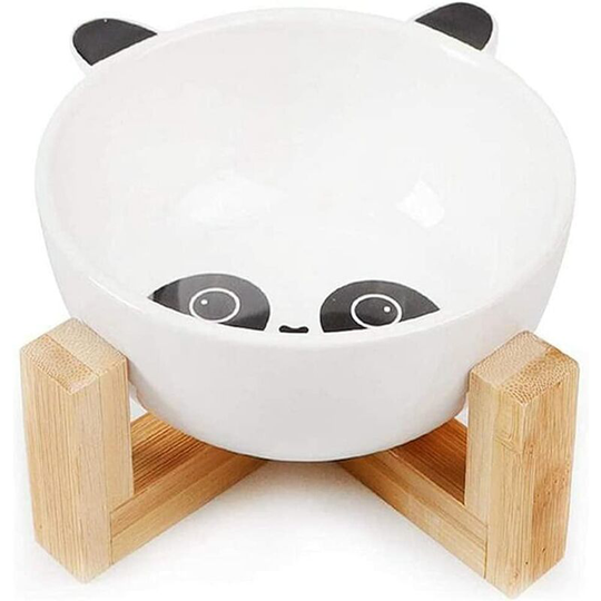 Qiajie Ceramic Pet Bowl with Stand - Ceramic Food and Water Bowl for Cat and Small Dog
