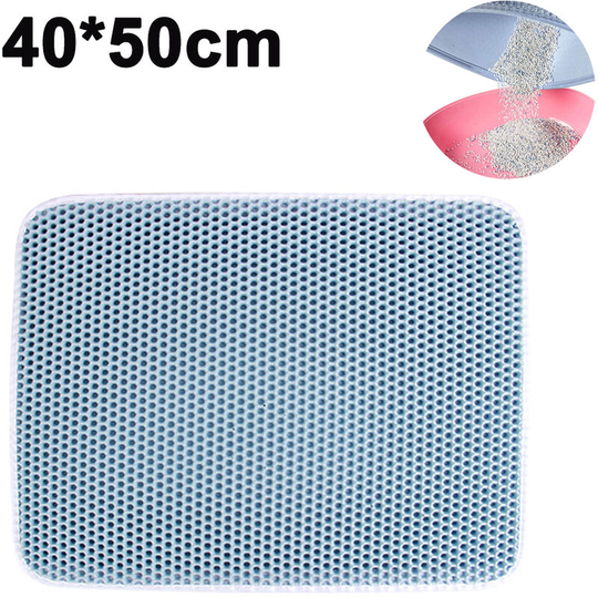 Cat Litter Trapper Litter Mat, Cat Mat, Litter Box Mat Water Proof Layer and Puppy Pad Option, 40*50cm, blue