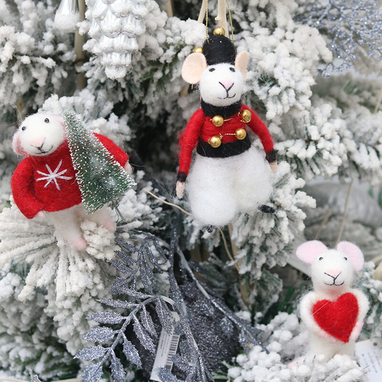 Christmas decorations creative Nordic style wool cute mouse doll doll pendant Christmas tree pendant jazz