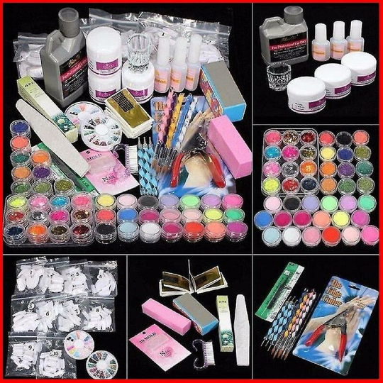 Acrylic Nail Kit Acrylic Powder Monomer Liquid Set Nail Tips Nail Art Decoration Tools,11