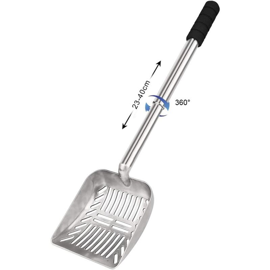 Cat Litter Scoop, Non-Stick Cat Litter Scoop, Stainless Steel, Adjustable, Hollow Scoop with Long Durable Handle for Sifting and Cleaning Litter