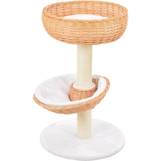 Cat Tree with Sisal Scratching Post Natural Willow Wood Vidaxl Brown