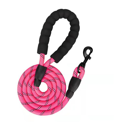Dog leash with padded handle, pink, 2.0 cm wide