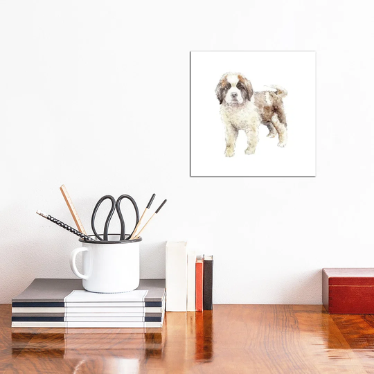 St. Bernard Puppy by Wandering Laur - Wrapped Canvas Painting
